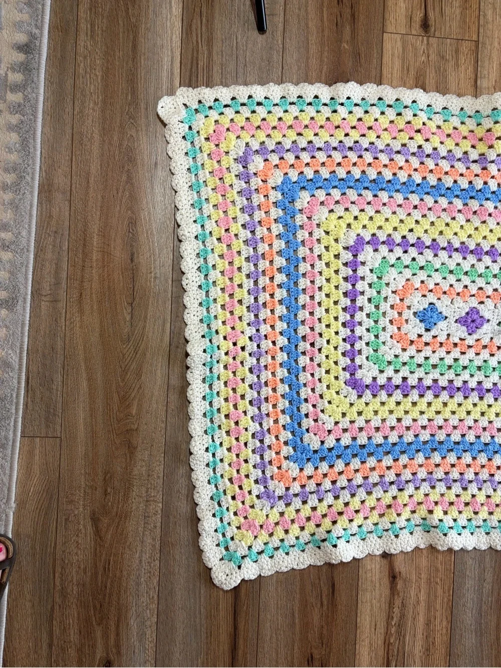 handmade crochet granny square cottagecore grandmacore pastel blanket